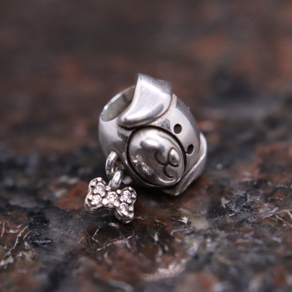 Pet Puppy Dog and Bone Bracelet Charm - S925 Sterling Silver Fits Pandora - Picture 3 of 6